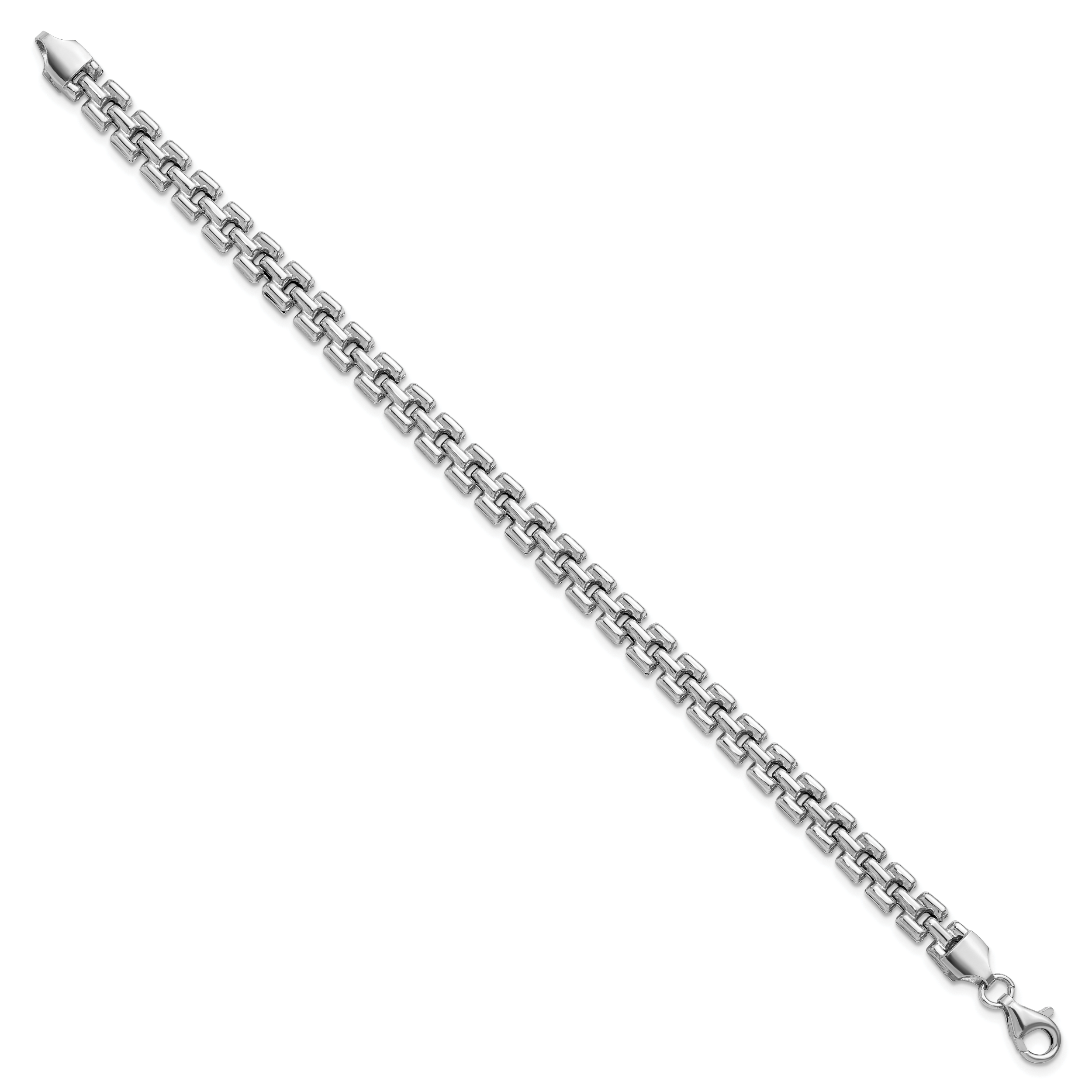 Sterling Silver Rhodium-Plated Fancy Link Bracelet Secondary image