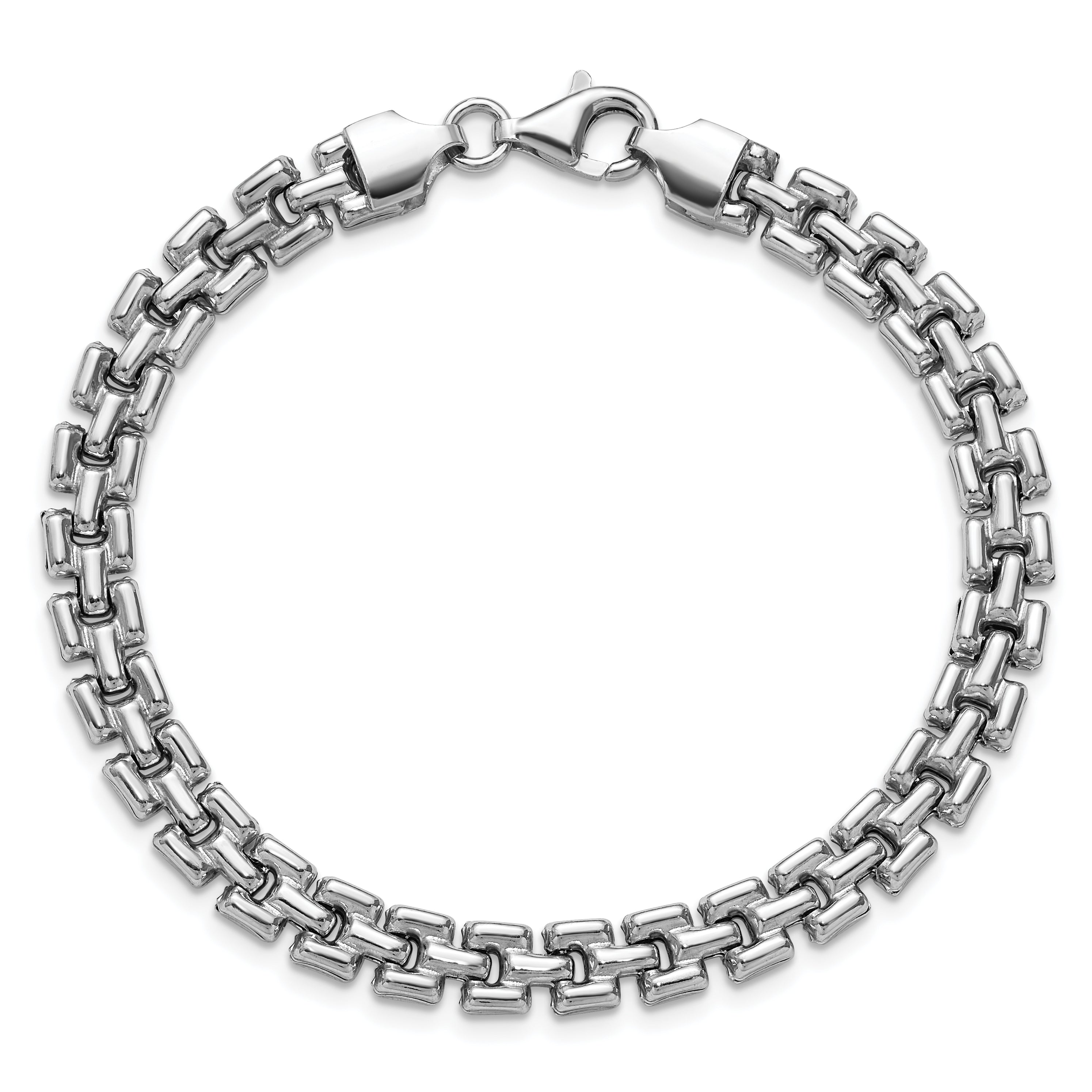 Sterling Silver Rhodium-Plated Fancy Link Bracelet