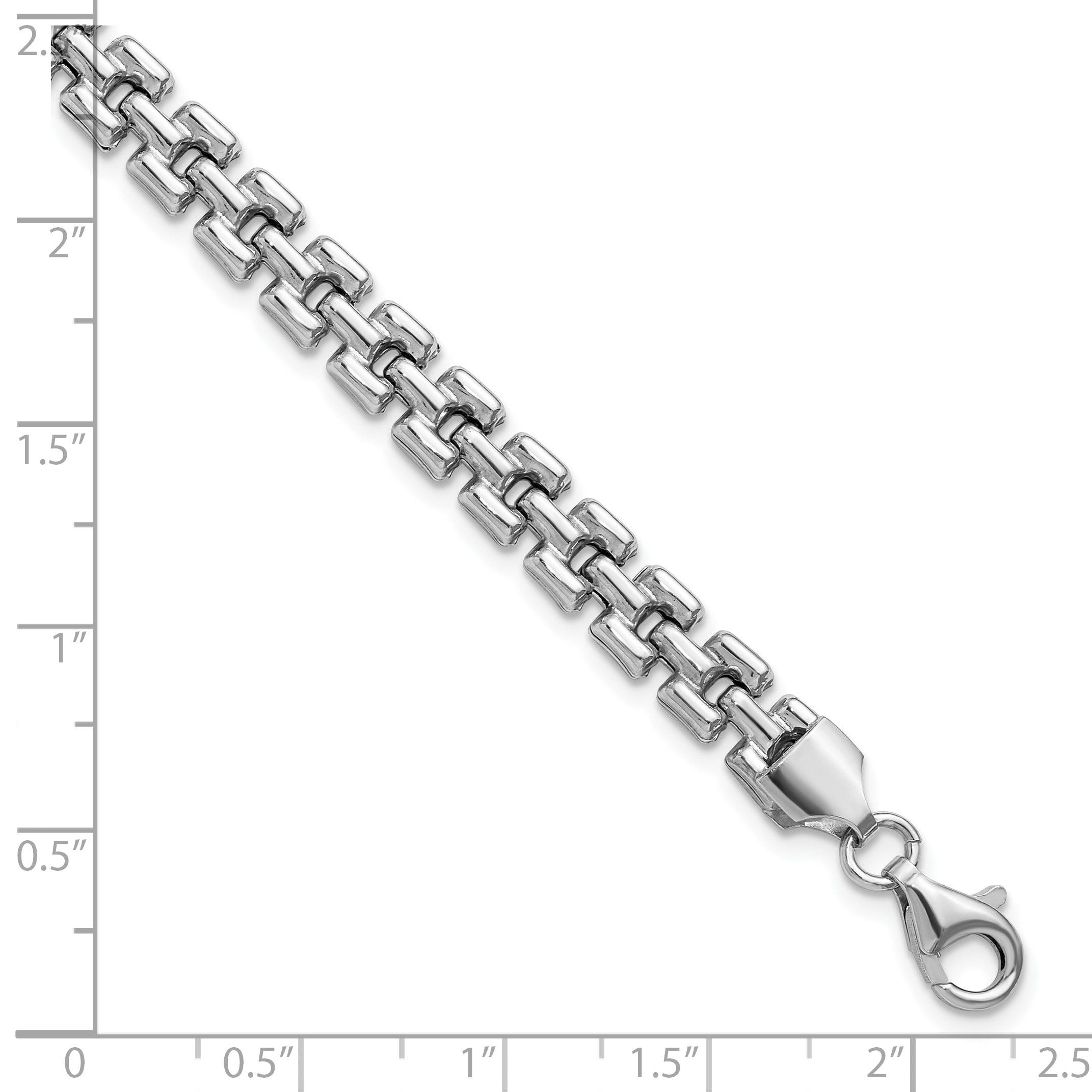 Sterling Silver Rhodium-Plated Fancy Link Bracelet