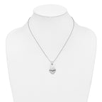Sterling Silver Rh-Plat Polished Fancy Pendant on Beaded Necklace