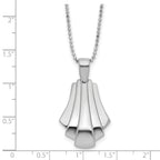 Sterling Silver Rh-Plat Polished Fancy Pendant on Beaded Necklace