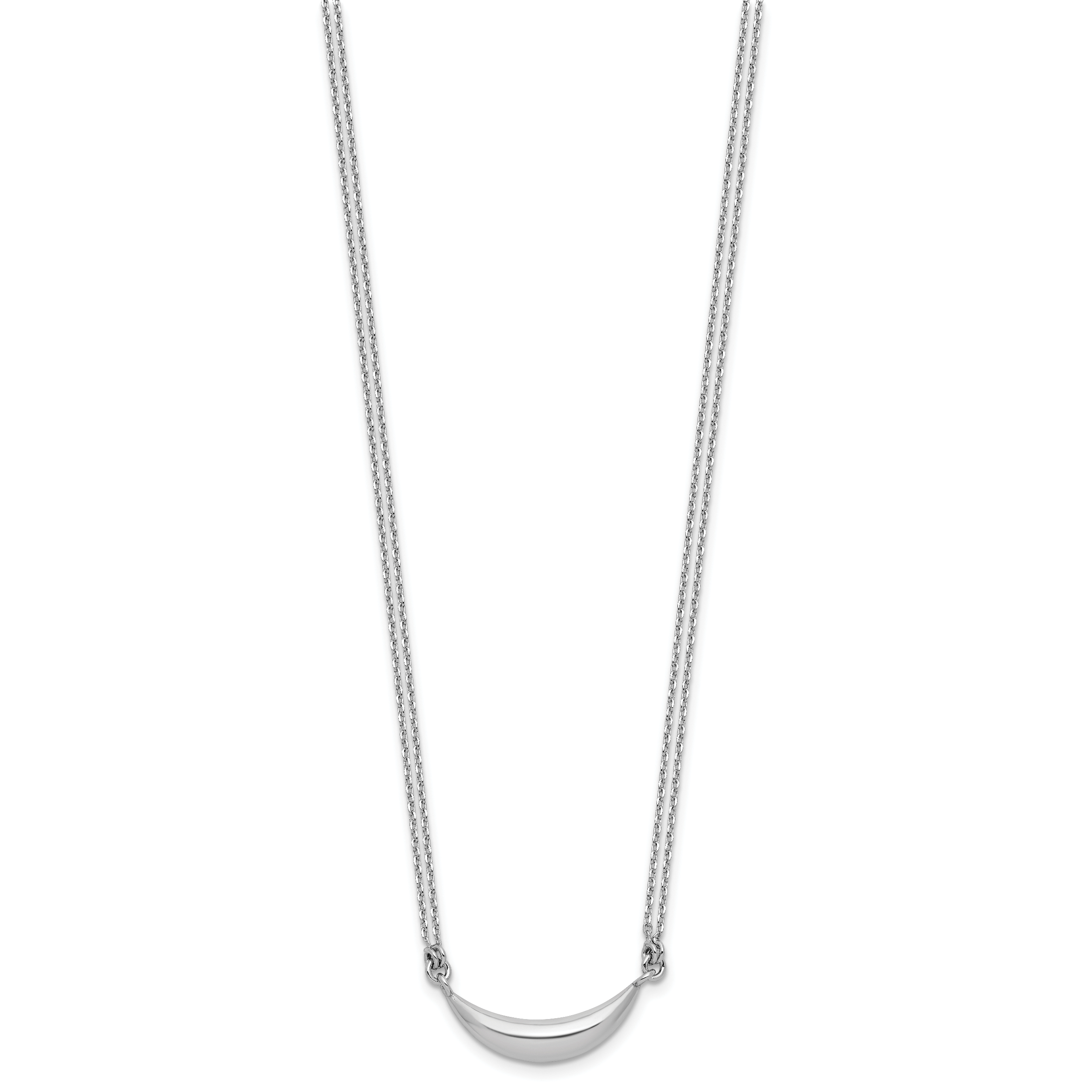 Sterling Silver RH-plated Curved Bar 2-Strand w/2in ext. Necklace Secondary image
