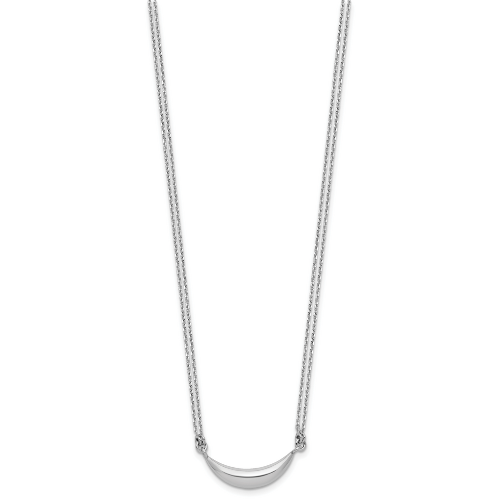 Sterling Silver RH-plated Curved Bar 2-Strand w/2in ext. Necklace