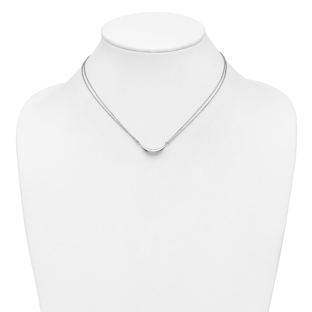 Sterling Silver RH-plated Curved Bar 2-Strand w/2in ext. Necklace