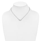 Sterling Silver RH-plated Curved Bar 2-Strand w/2in ext. Necklace