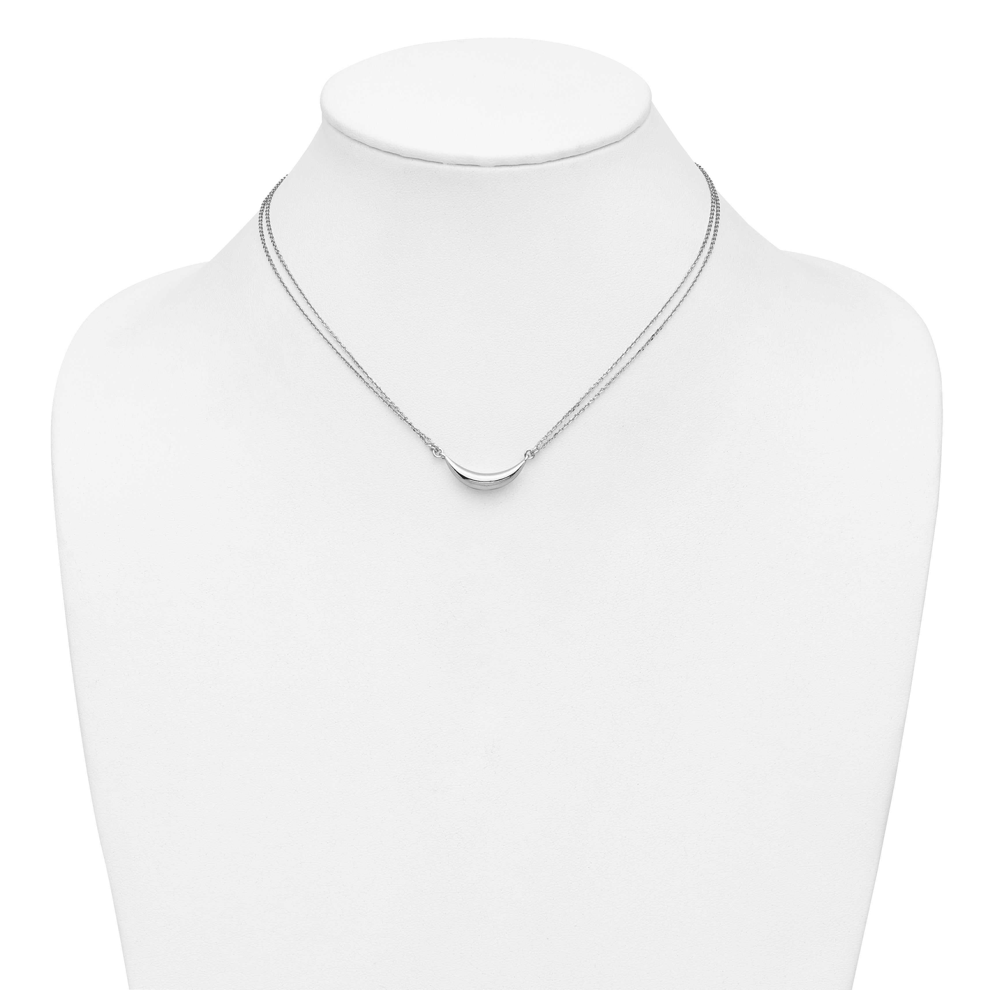 Sterling Silver RH-plated Curved Bar 2-Strand w/2in ext. Necklace
