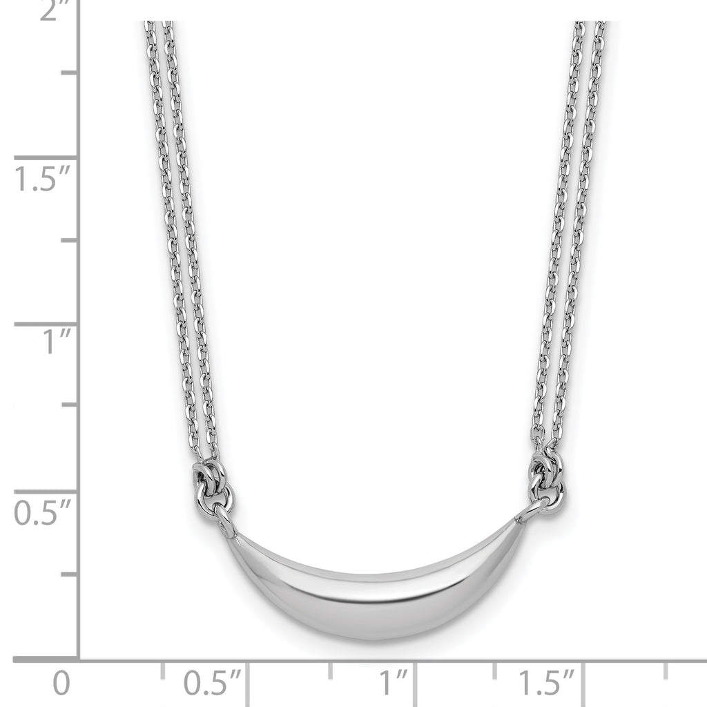 Sterling Silver RH-plated Curved Bar 2-Strand w/2in ext. Necklace