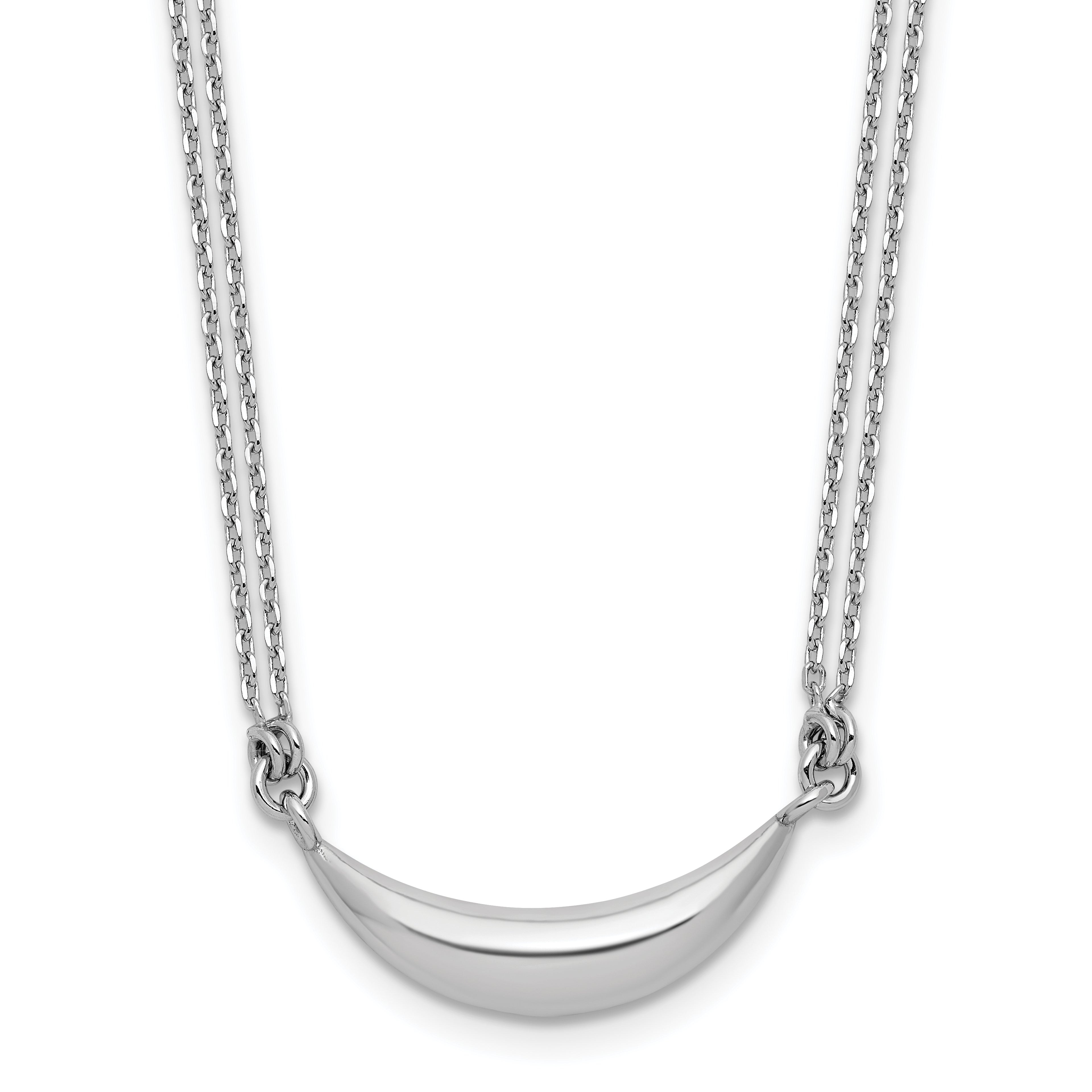 Sterling Silver RH-plated Curved Bar 2-Strand w/2in ext. Necklace