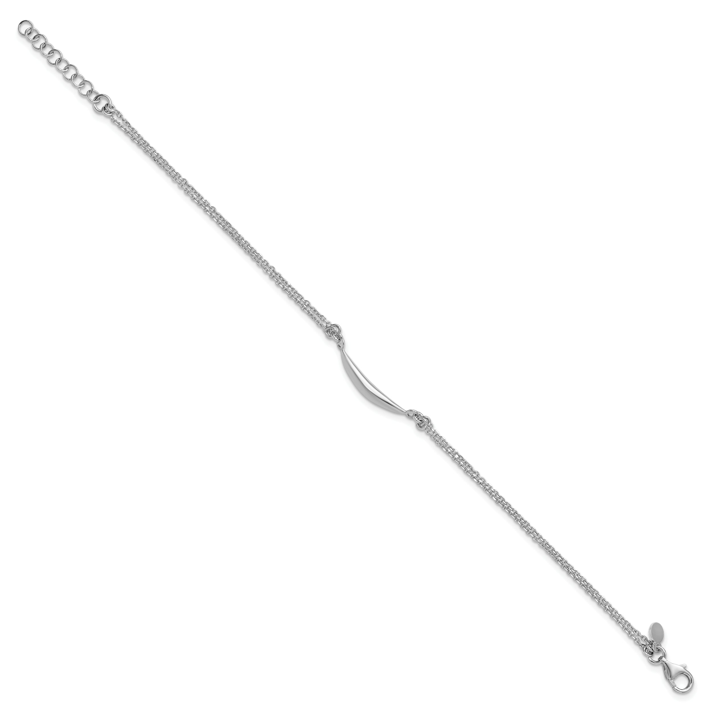 Sterling Silver RH-plated Fancy Bar 2-Strand w/.75in ext. Bracelet