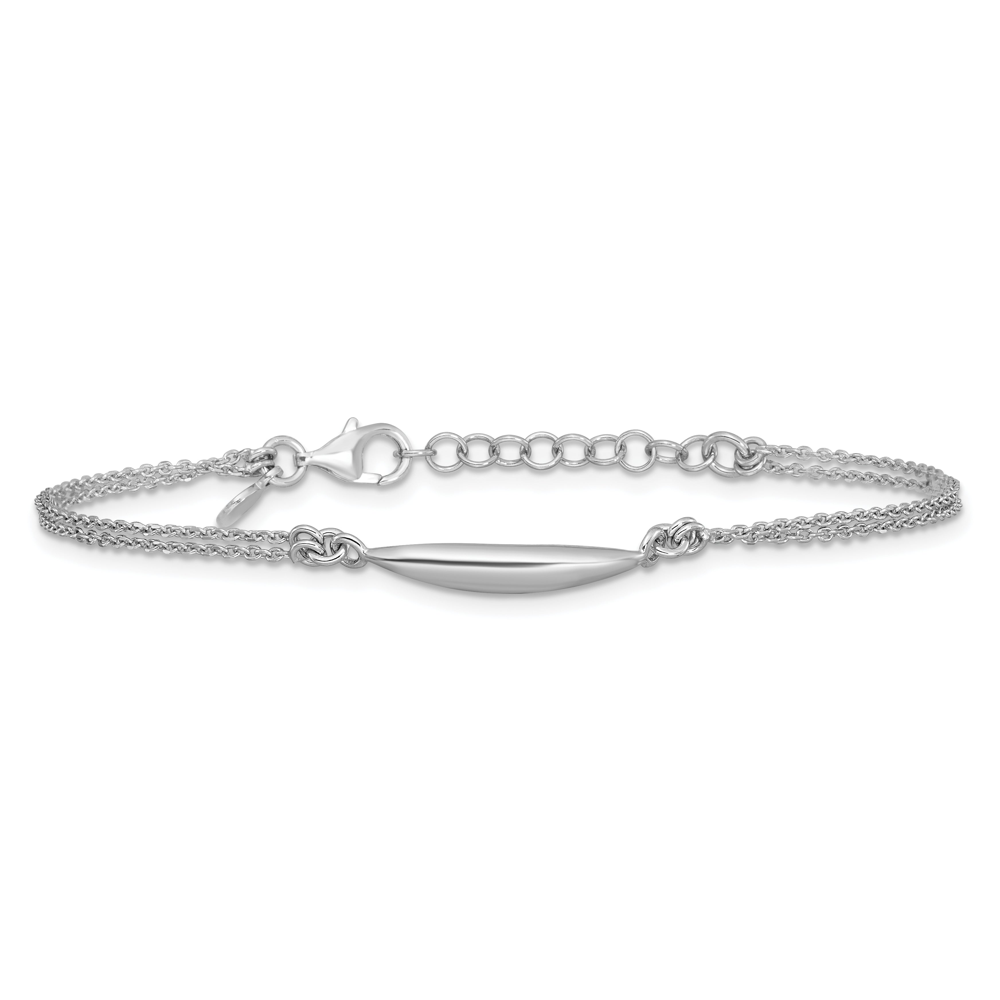 Sterling Silver RH-plated Fancy Bar 2-Strand w/.75in ext. Bracelet