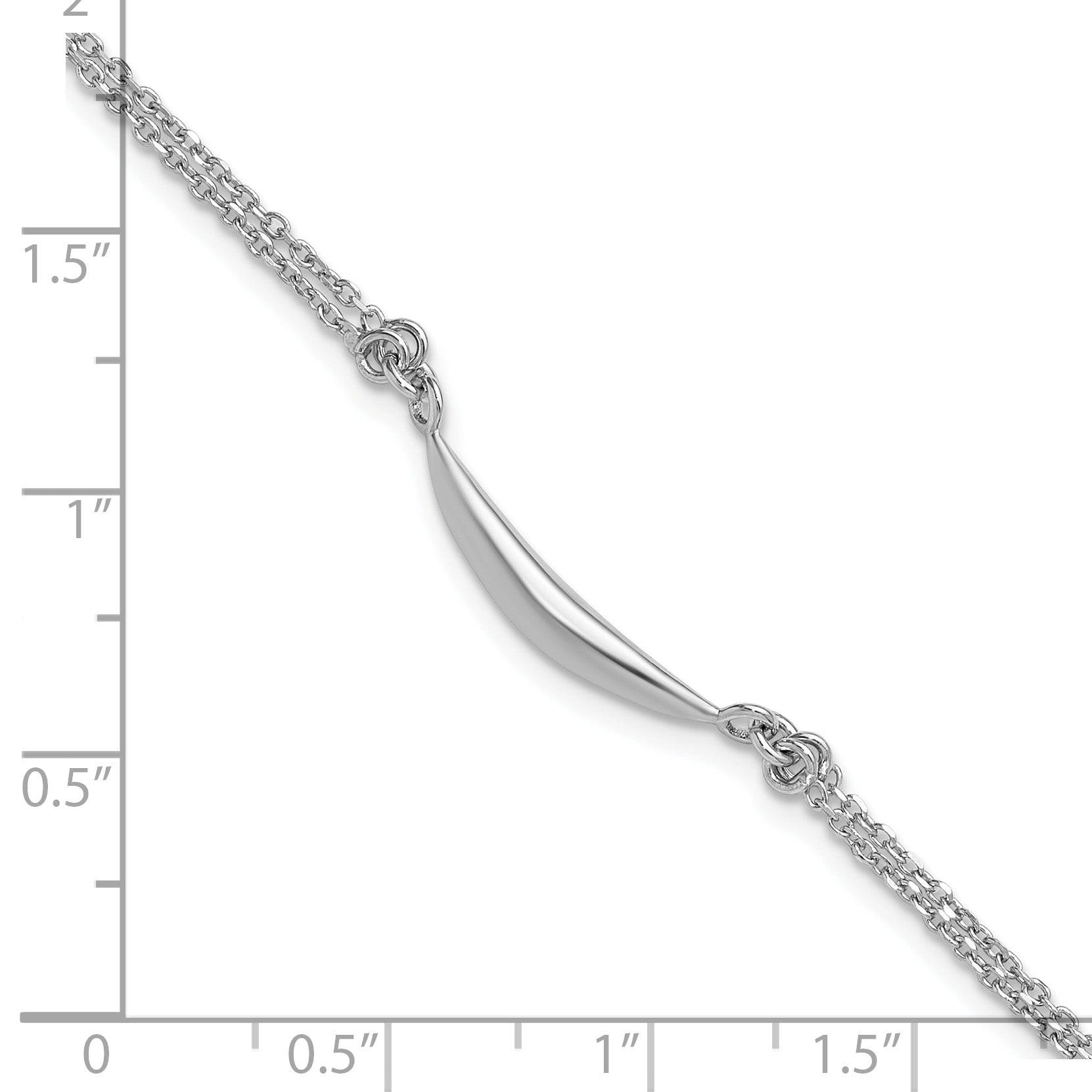 Sterling Silver RH-plated Fancy Bar 2-Strand w/.75in ext. Bracelet