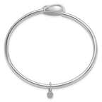 Sterling Silver RH-plated Teardrop accent Flexible Bypass Bangle