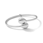 Sterling Silver RH-plated Teardrop accent Flexible Bypass Bangle