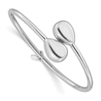 Sterling Silver RH-plated Teardrop accent Flexible Bypass Bangle
