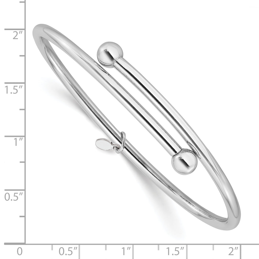 Sterling Silver RH-plated Flexible Bypass Bangle