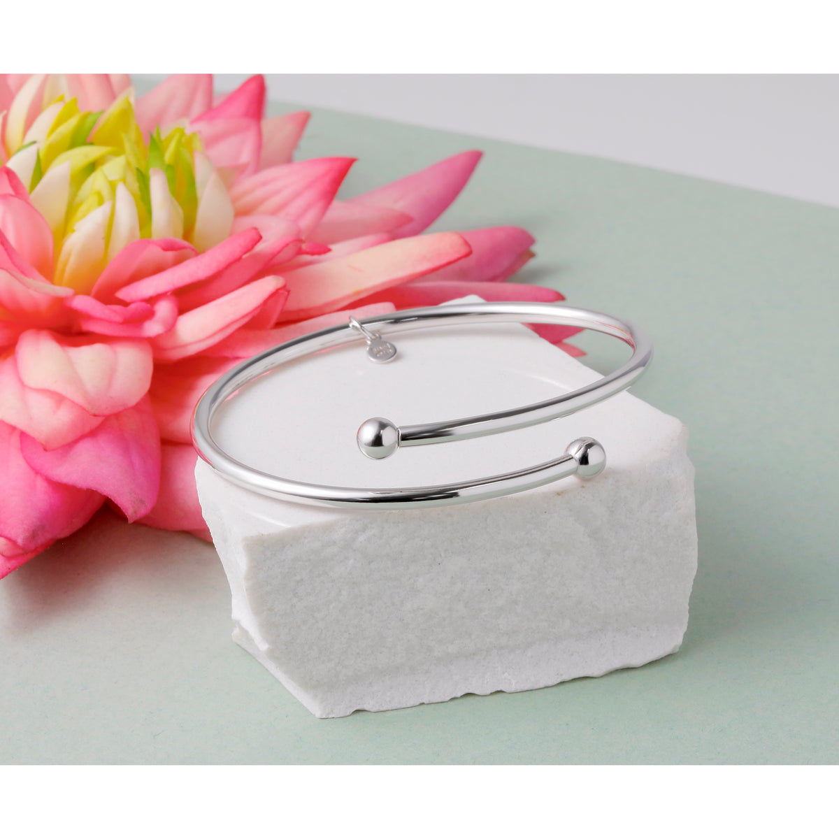 Sterling Silver RH-plated Flexible Bypass Bangle
