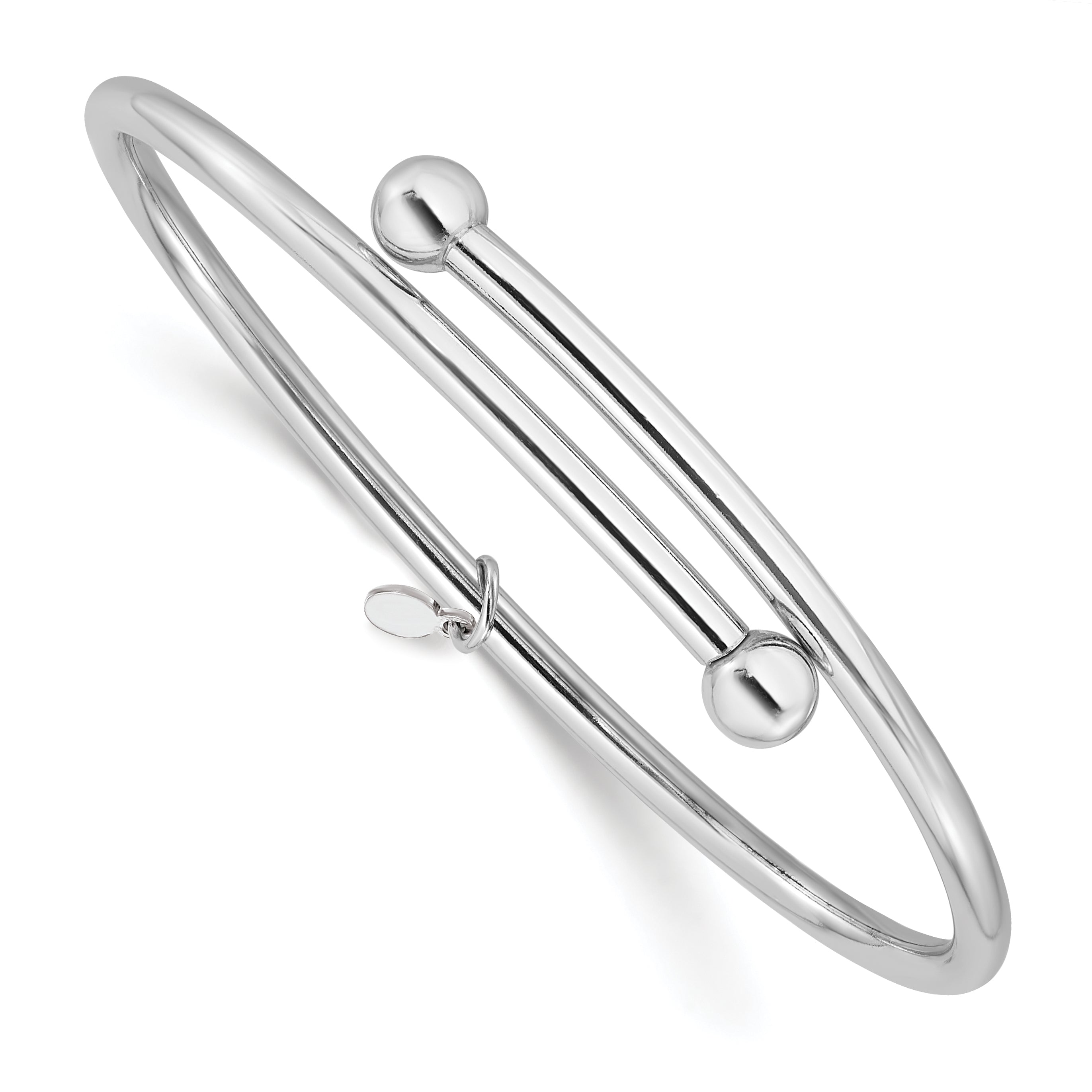 Sterling Silver RH-plated Flexible Bypass Bangle Main image