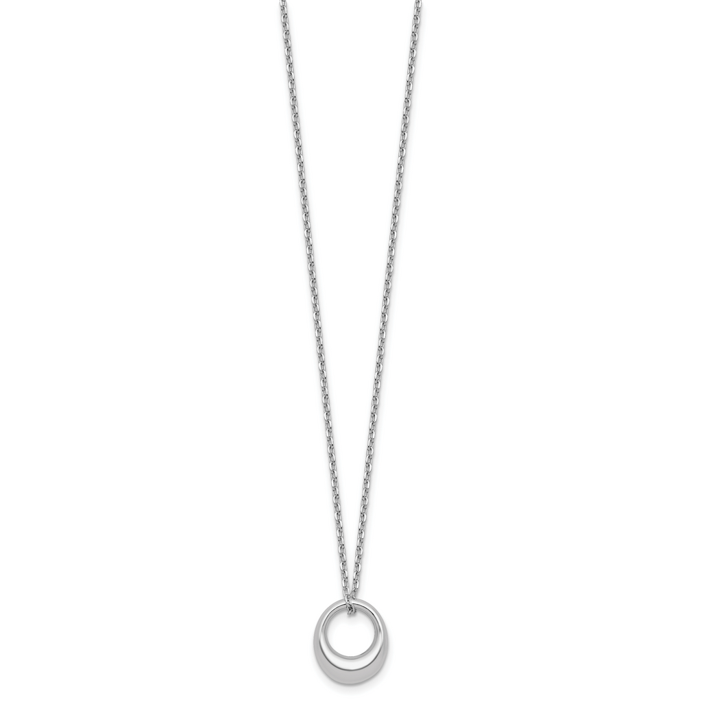 Sterling Silver RH-plated Fancy Open Circle w/2in ext. Necklace