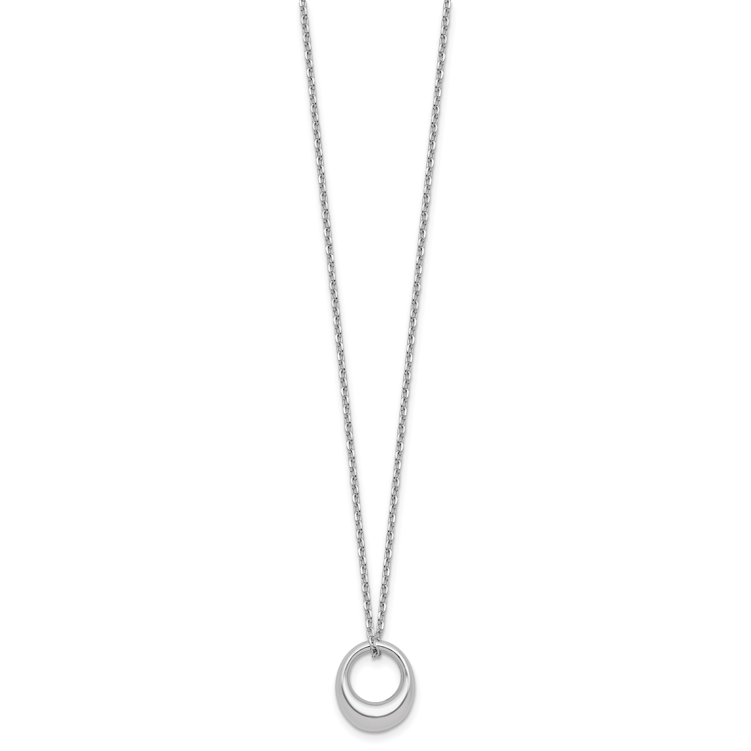 Sterling Silver RH-plated Fancy Open Circle w/2in ext. Necklace