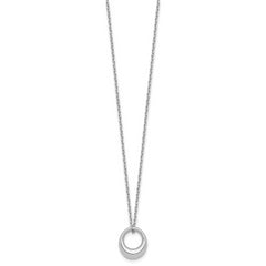 Sterling Silver RH-plated Fancy Open Circle w/2in ext. Necklace