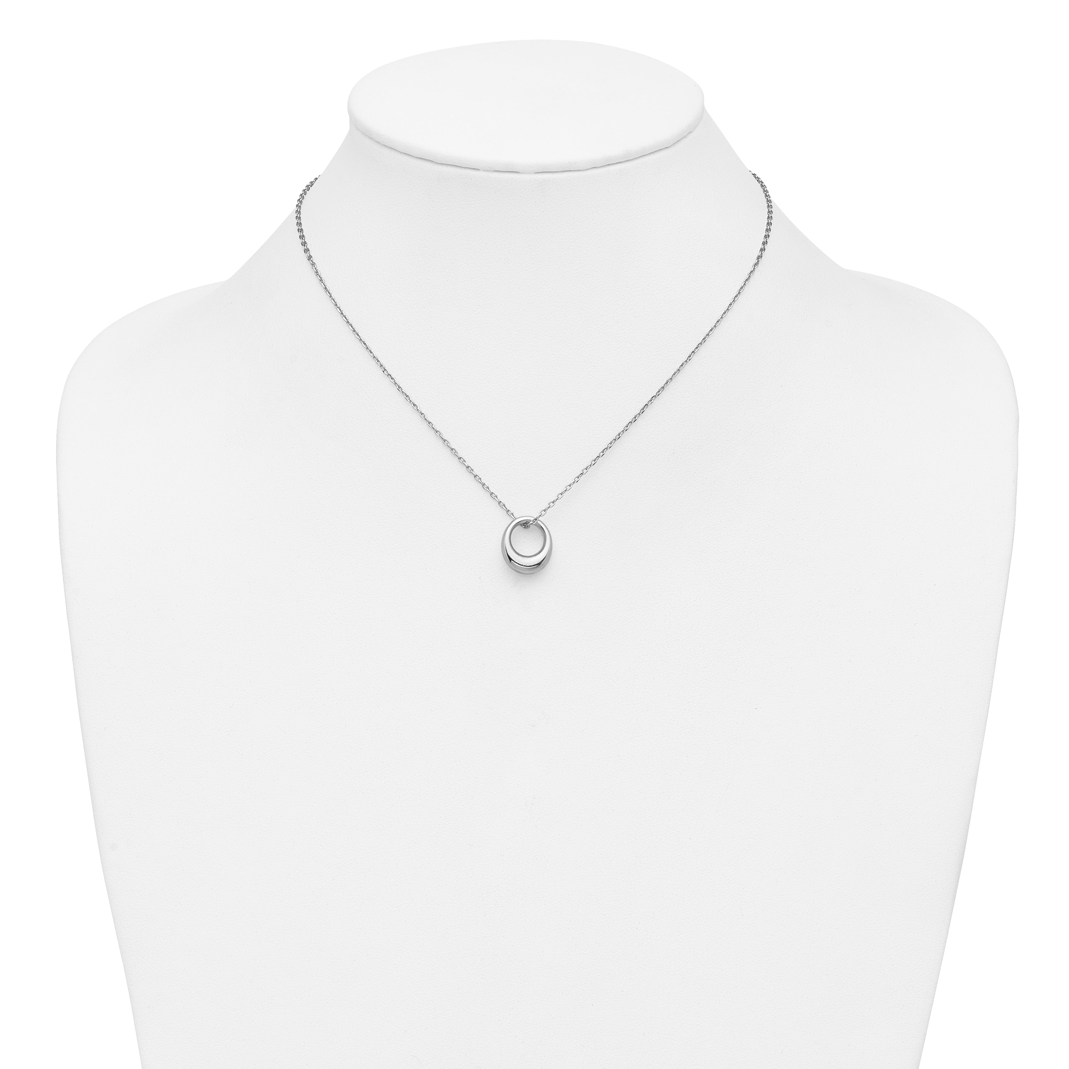 Sterling Silver RH-plated Fancy Open Circle w/2in ext. Necklace