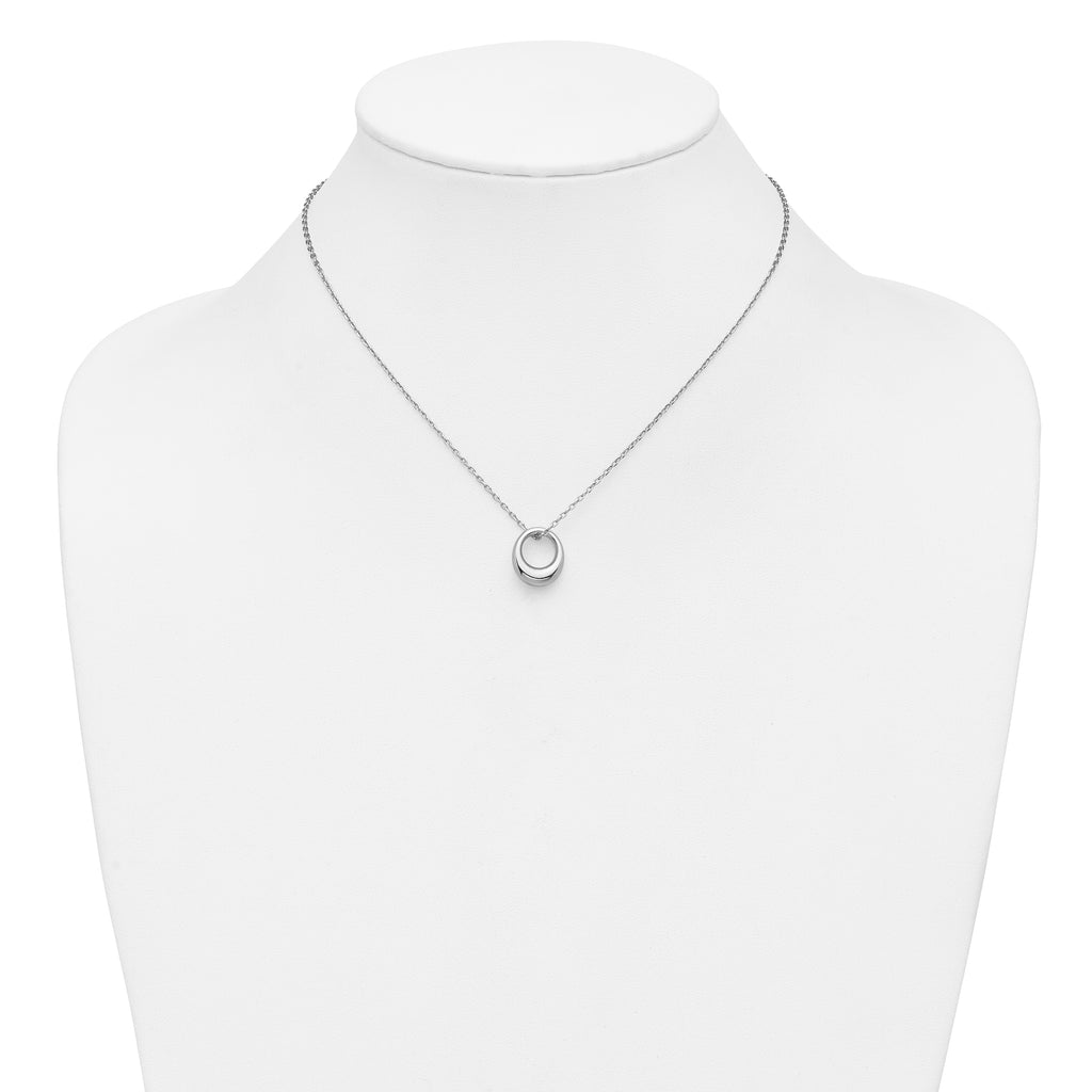 Sterling Silver RH-plated Fancy Open Circle w/2in ext. Necklace