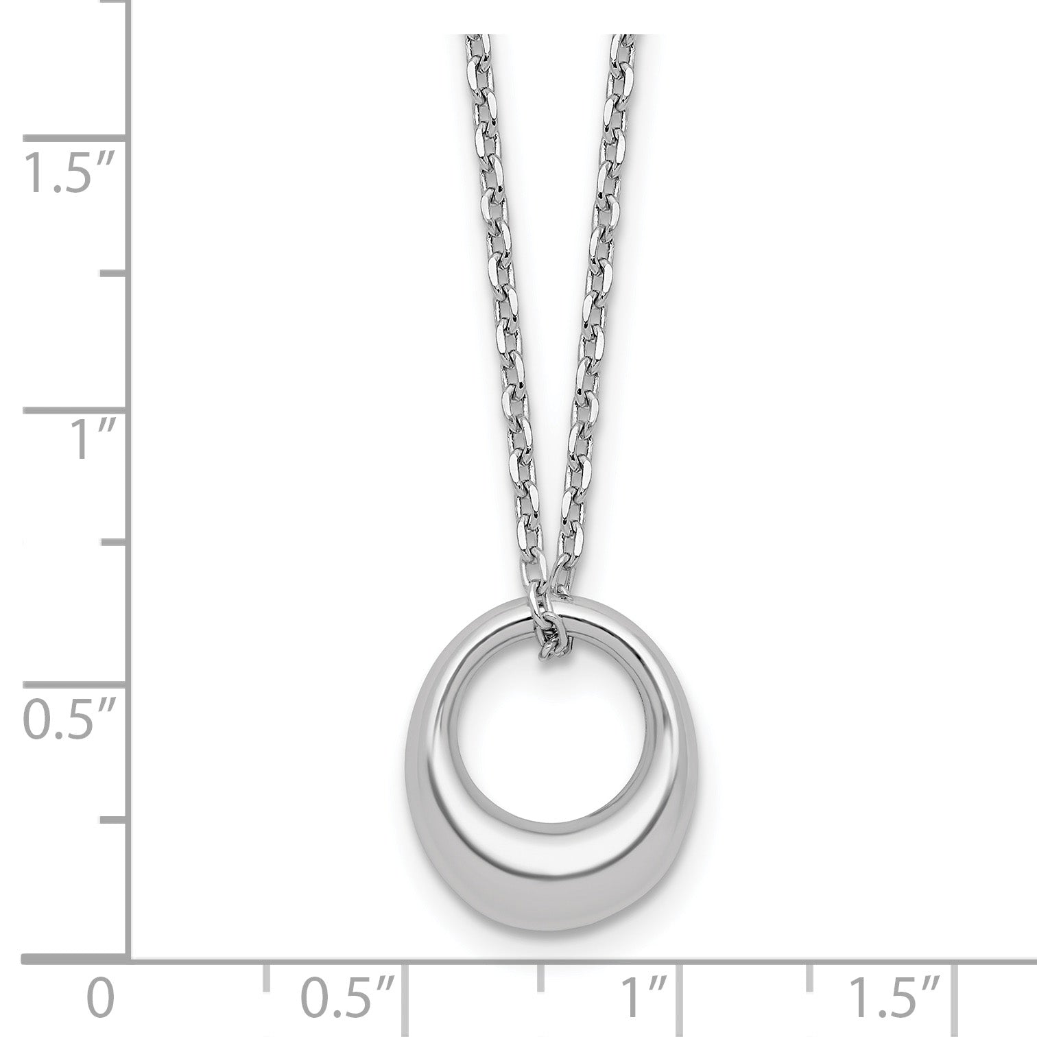 Sterling Silver RH-plated Fancy Open Circle w/2in ext. Necklace