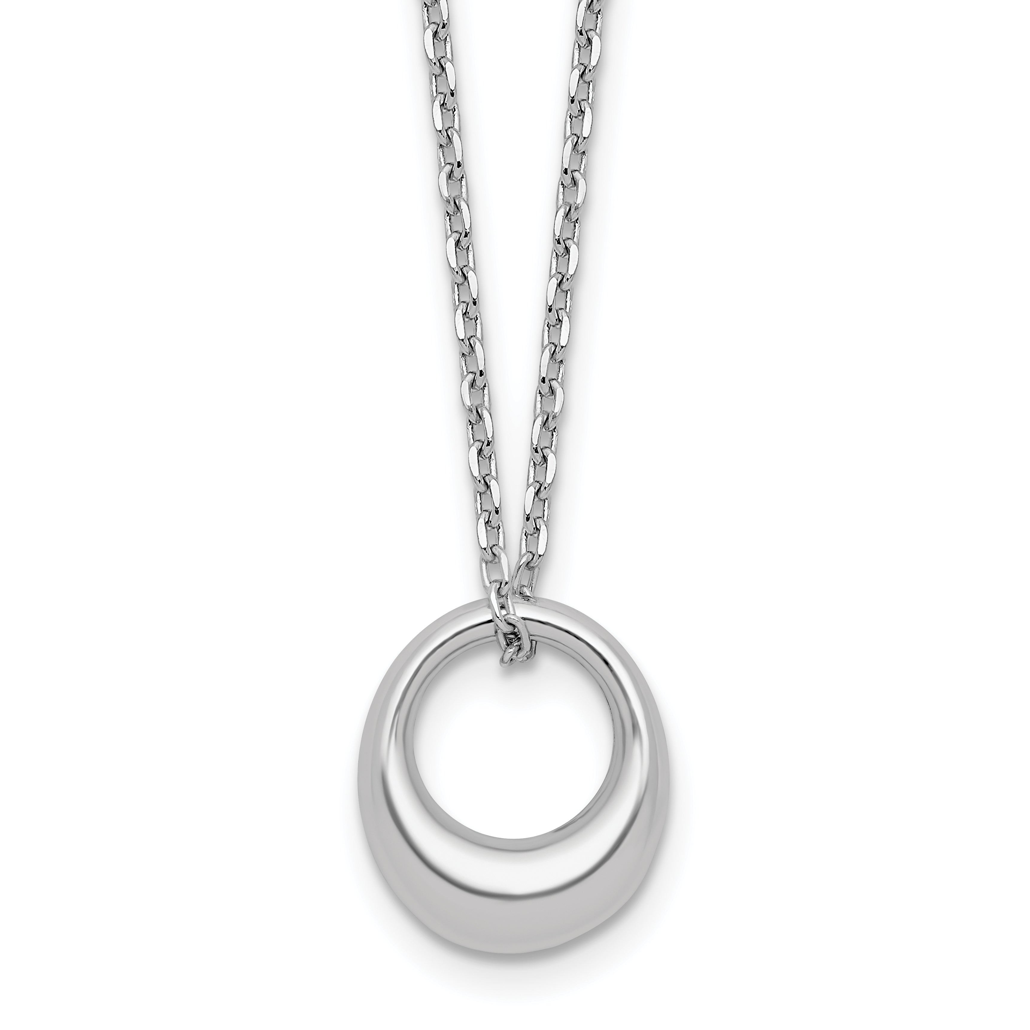 Sterling Silver RH-plated Fancy Open Circle w/2in ext. Necklace