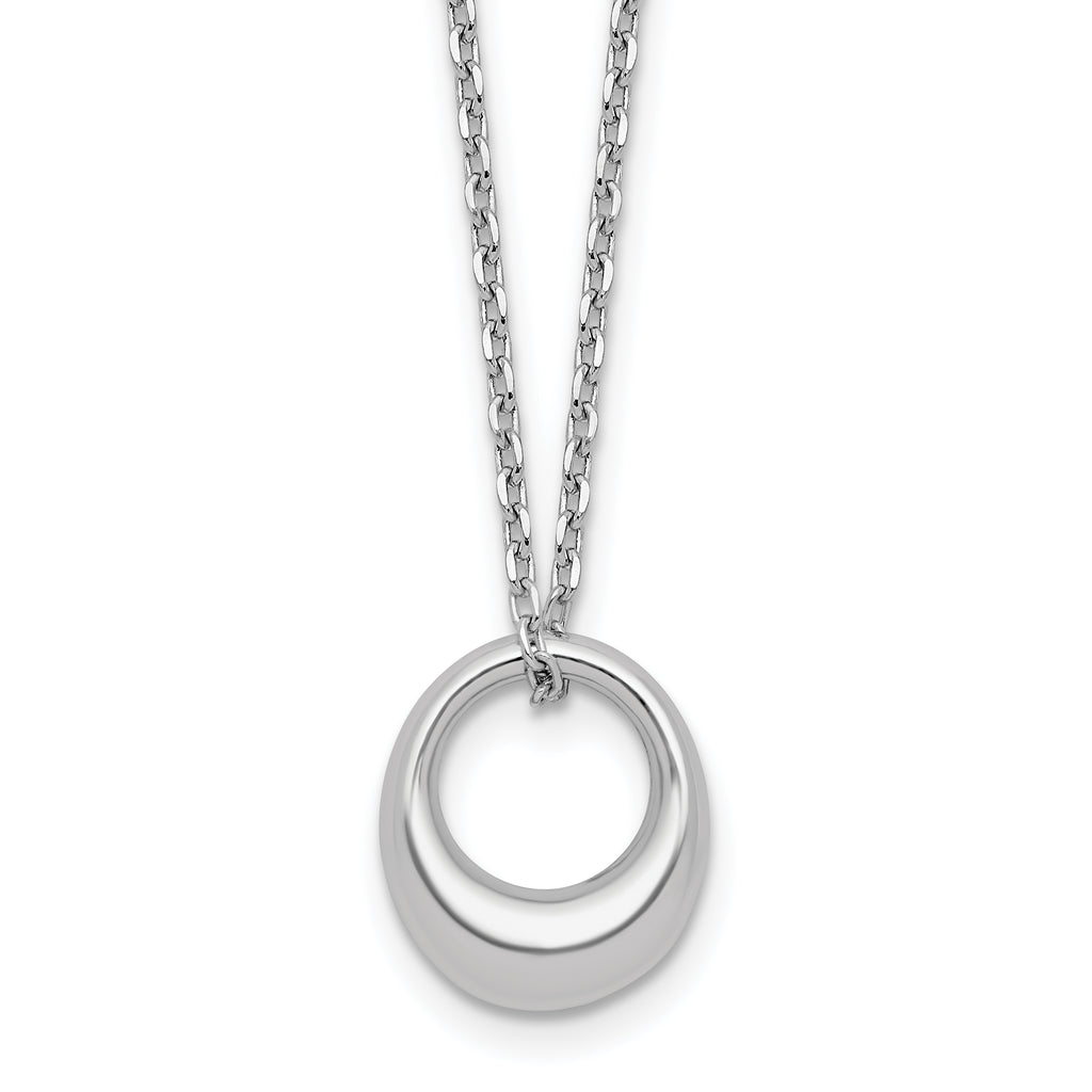 Sterling Silver RH-plated Fancy Open Circle w/2in ext. Necklace
