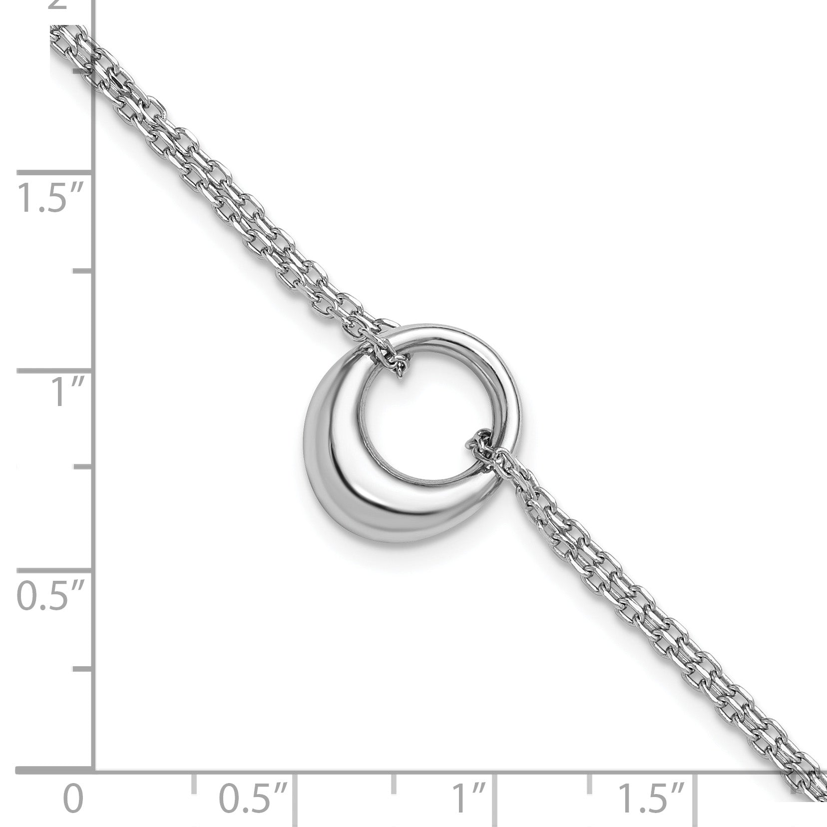Sterling Silver RH-plated Open Circle 2-Strand w/1in ext. Bracelet