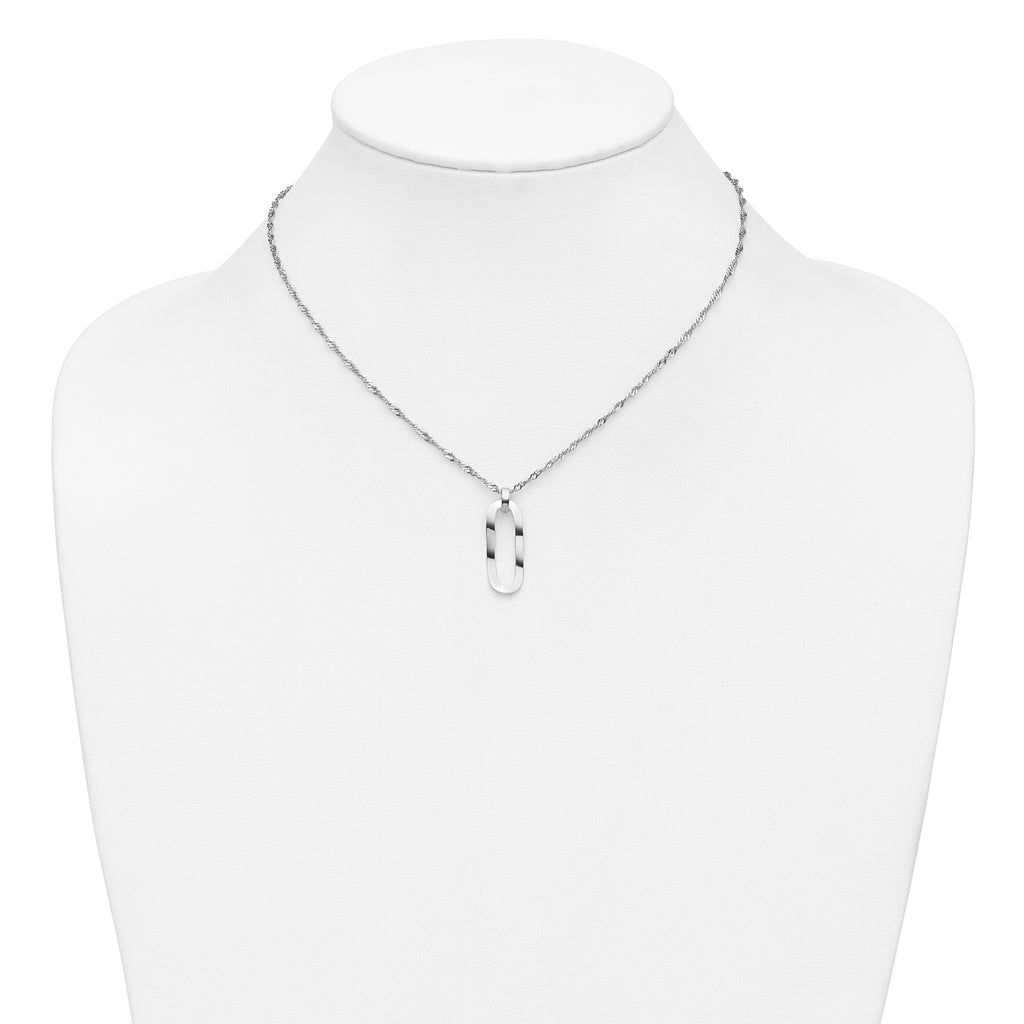 Sterling Silver RH-plated Oval Accent w/2in ext. Necklace