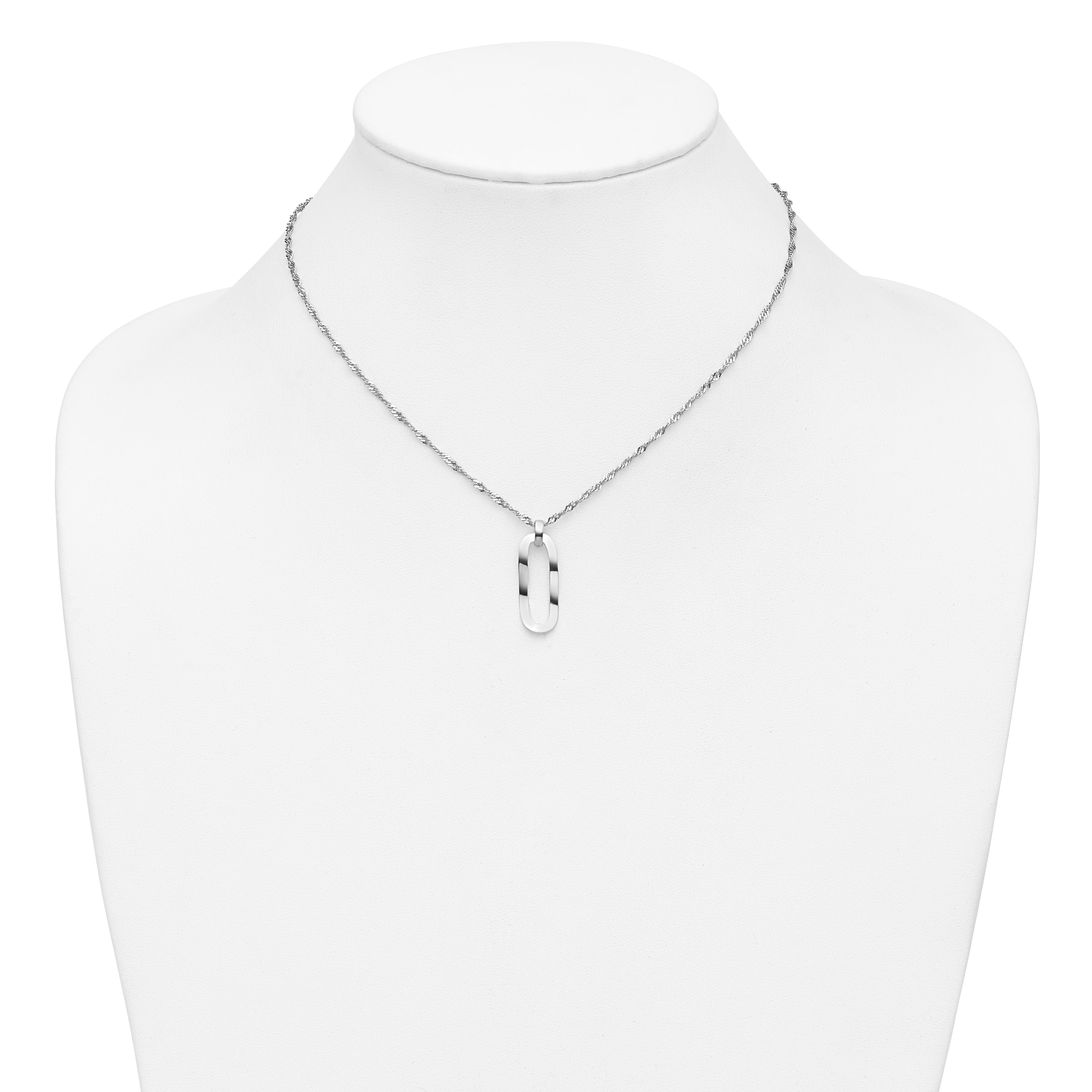 Sterling Silver RH-plated Oval Accent w/2in ext. Necklace