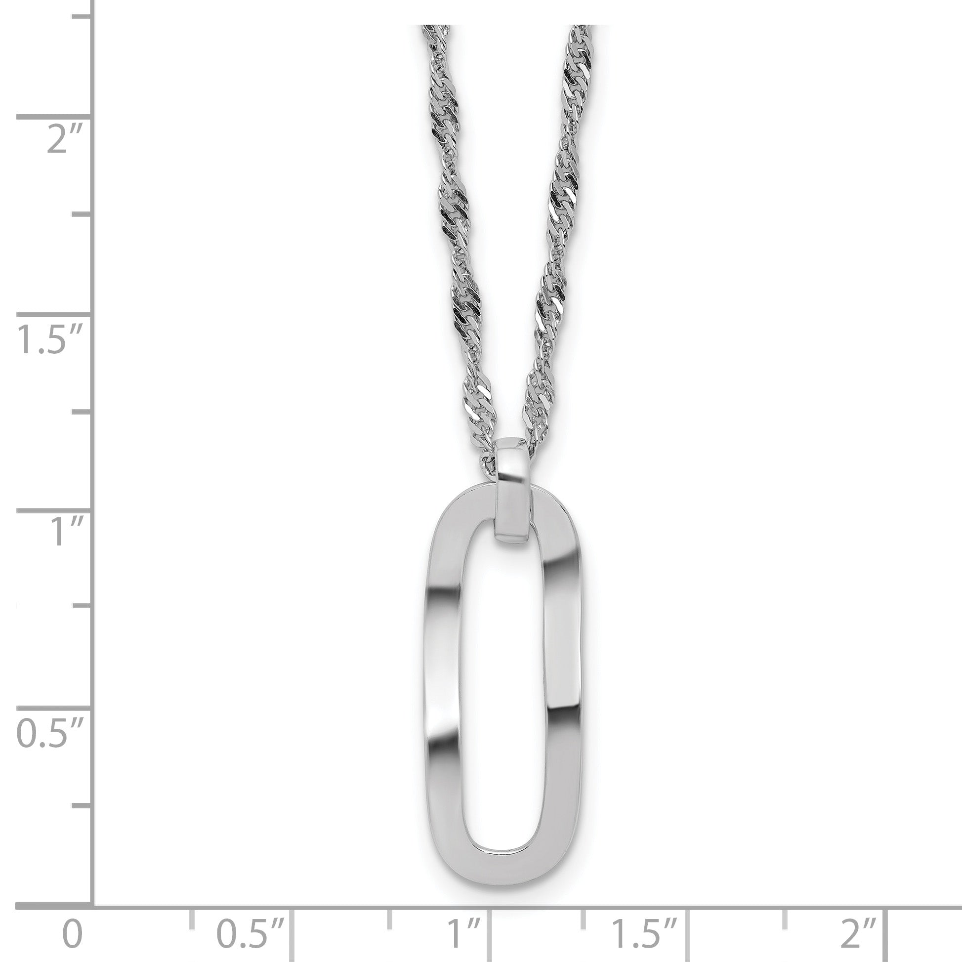 Sterling Silver RH-plated Oval Accent w/2in ext. Necklace