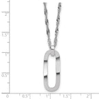 Sterling Silver RH-plated Oval Accent w/2in ext. Necklace