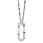 Sterling Silver RH-plated Oval Accent w/2in ext. Necklace