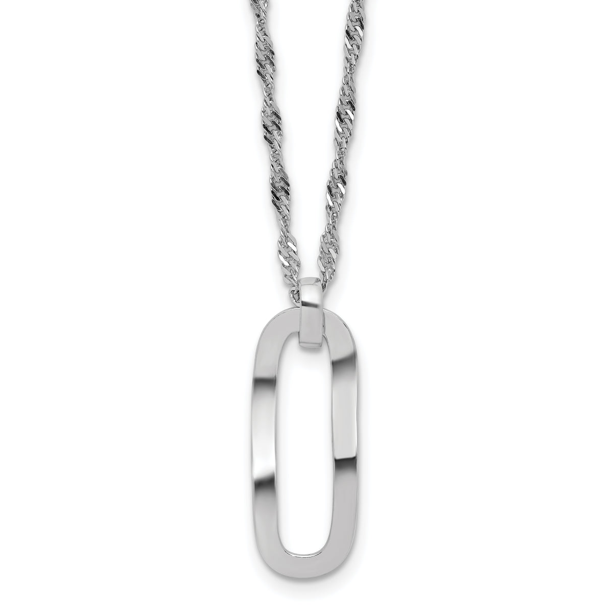 Sterling Silver RH-plated Oval Accent w/2in ext. Necklace