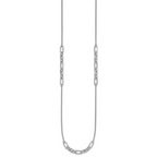 Sterling Silver RH-plated Fancy Oval Station Links Necklace