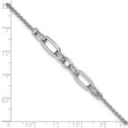 Sterling Silver RH-plated Fancy Oval Links w/1in ext. Bracelet