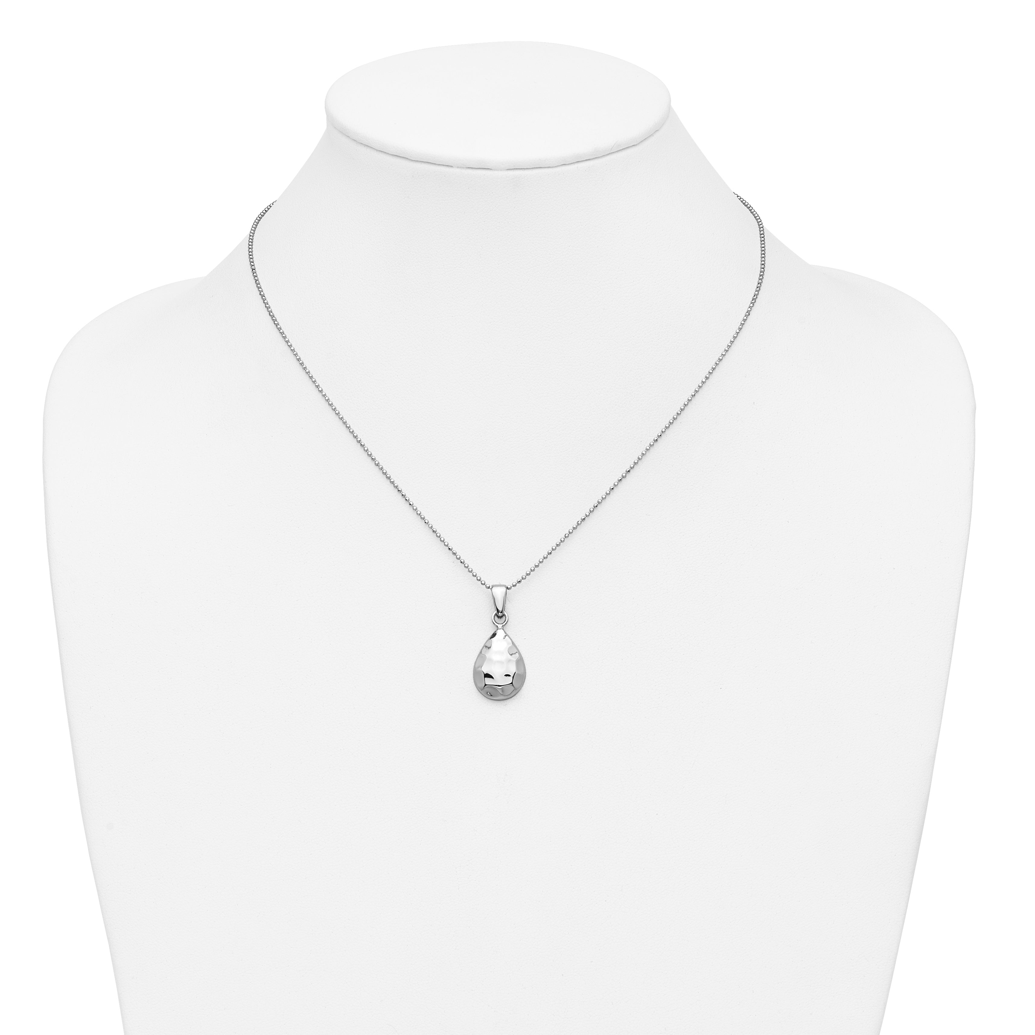 Sterling Silver RH-plated Hammered Pendant Necklace