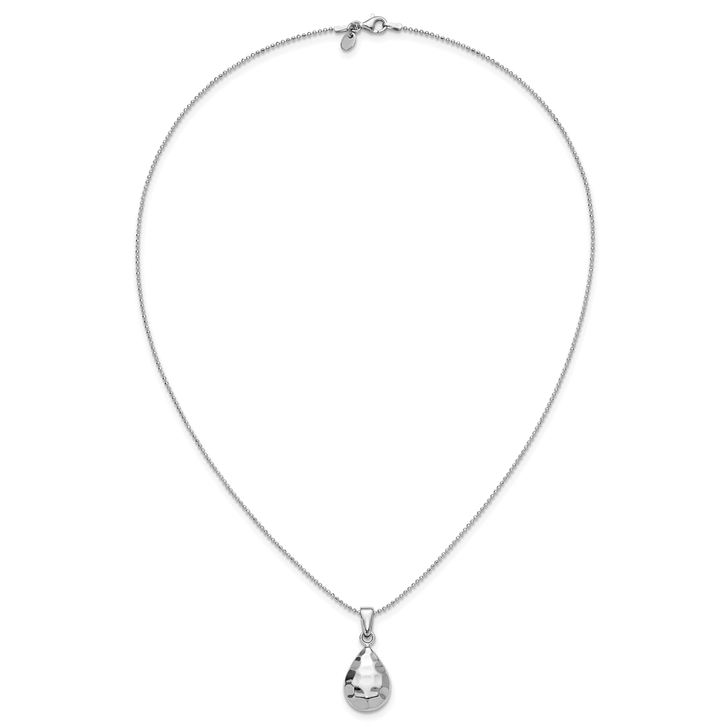 Sterling Silver RH-plated Hammered Pendant Necklace