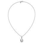 Sterling Silver RH-plated Hammered Pendant Necklace