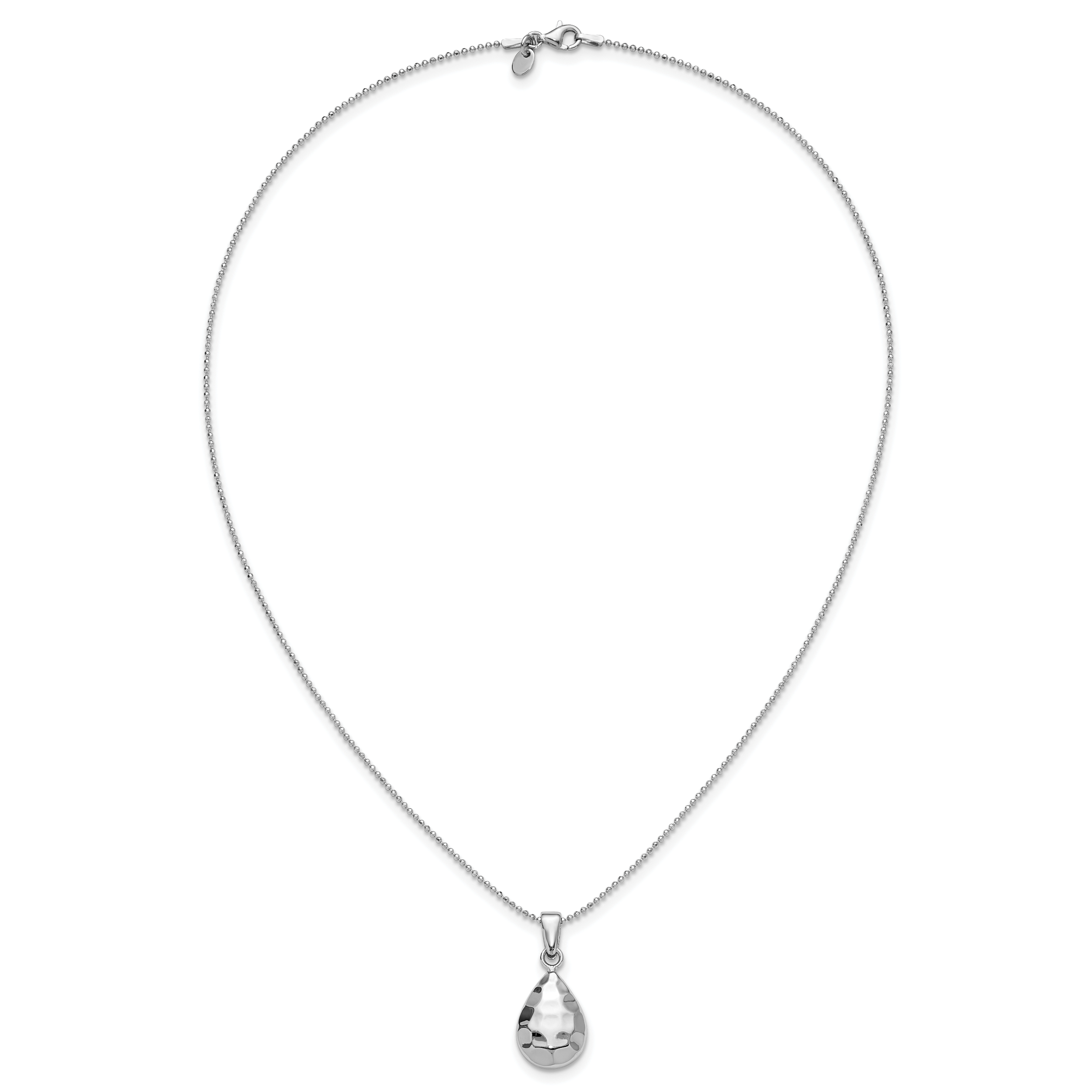 Sterling Silver RH-plated Hammered Pendant Necklace