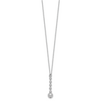 Sterling Silver RH-plated Polished Beads w/2in ext. Necklace