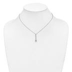 Sterling Silver RH-plated Polished Beads w/2in ext. Necklace