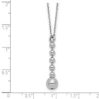 Sterling Silver RH-plated Polished Beads w/2in ext. Necklace