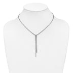 Sterling Silver RH-plated Polished DC Drop w/2 ext. Necklace