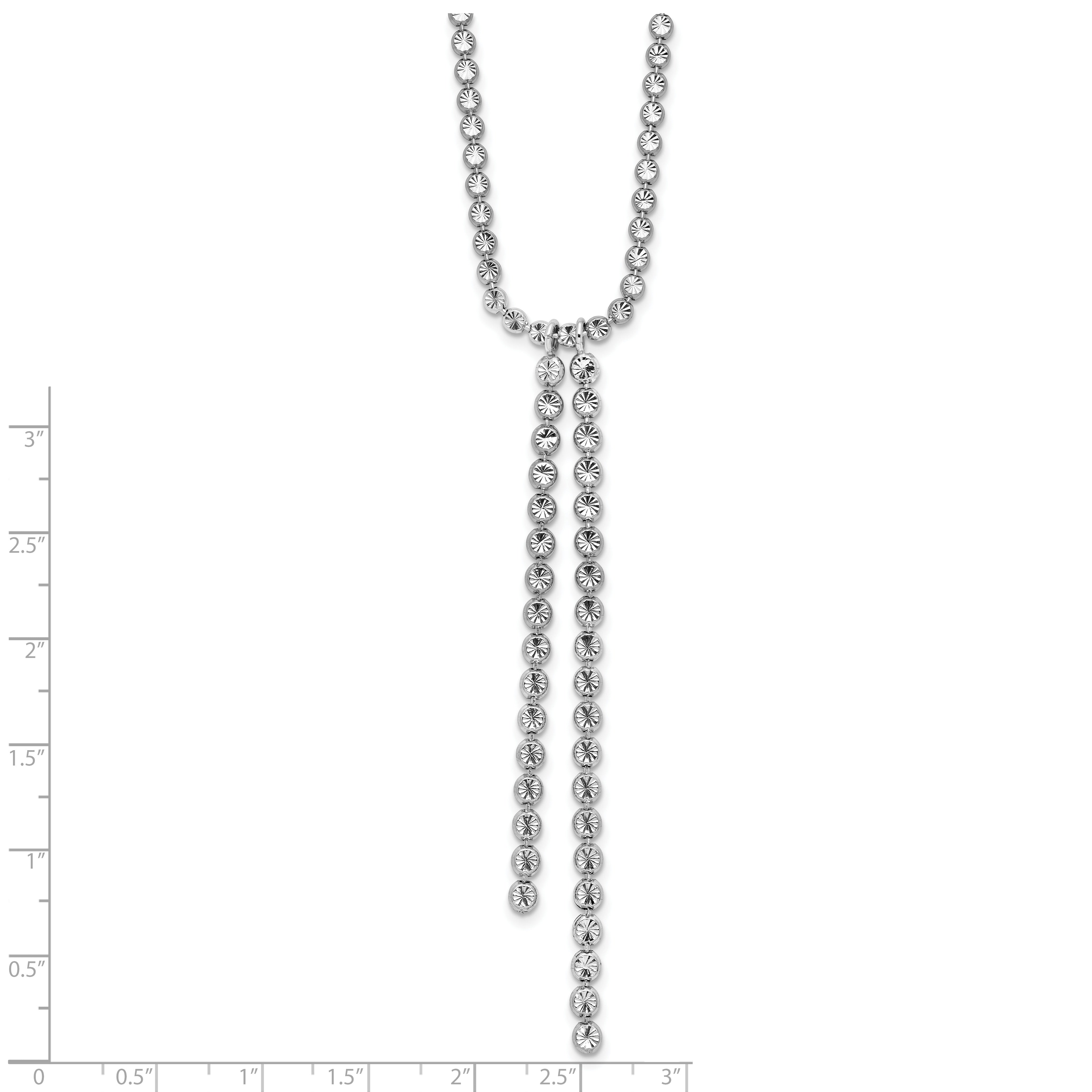 Sterling Silver RH-plated Polished DC Drop w/2 ext. Necklace