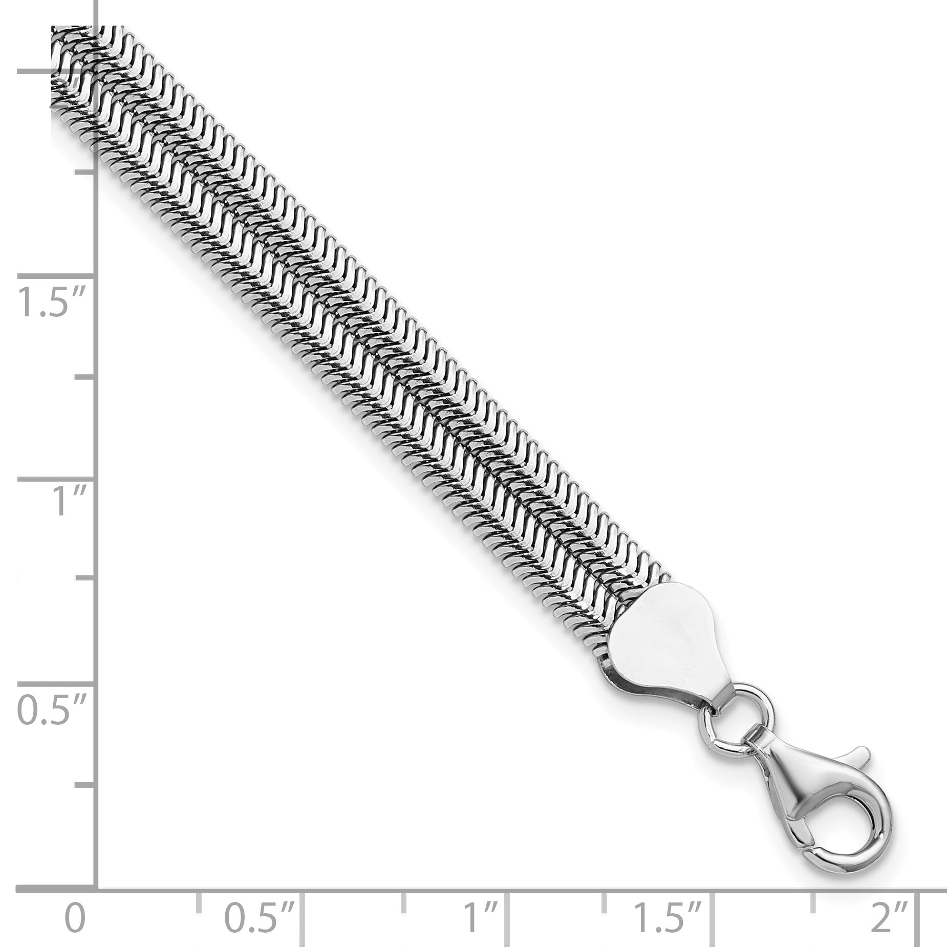 Sterling Silver RH-Plated Pol. Fancy 2-strand w/1in ext. Bracelet