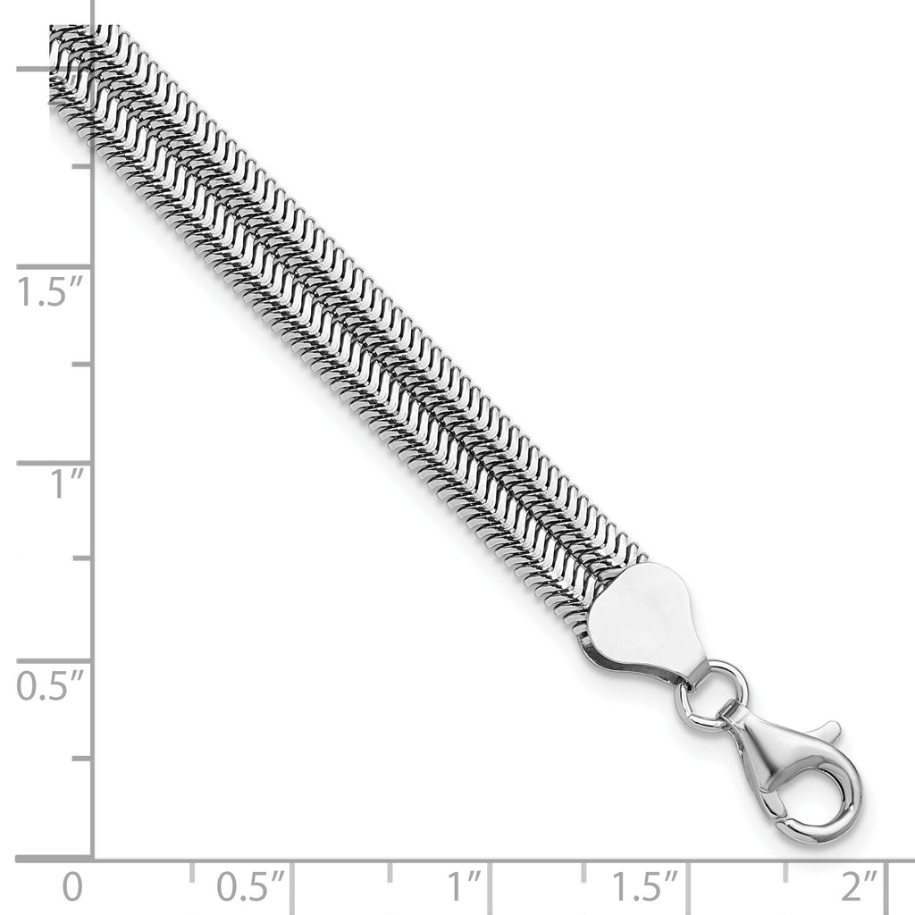Sterling Silver RH-Plated Pol. Fancy 2-strand w/1in ext. Bracelet