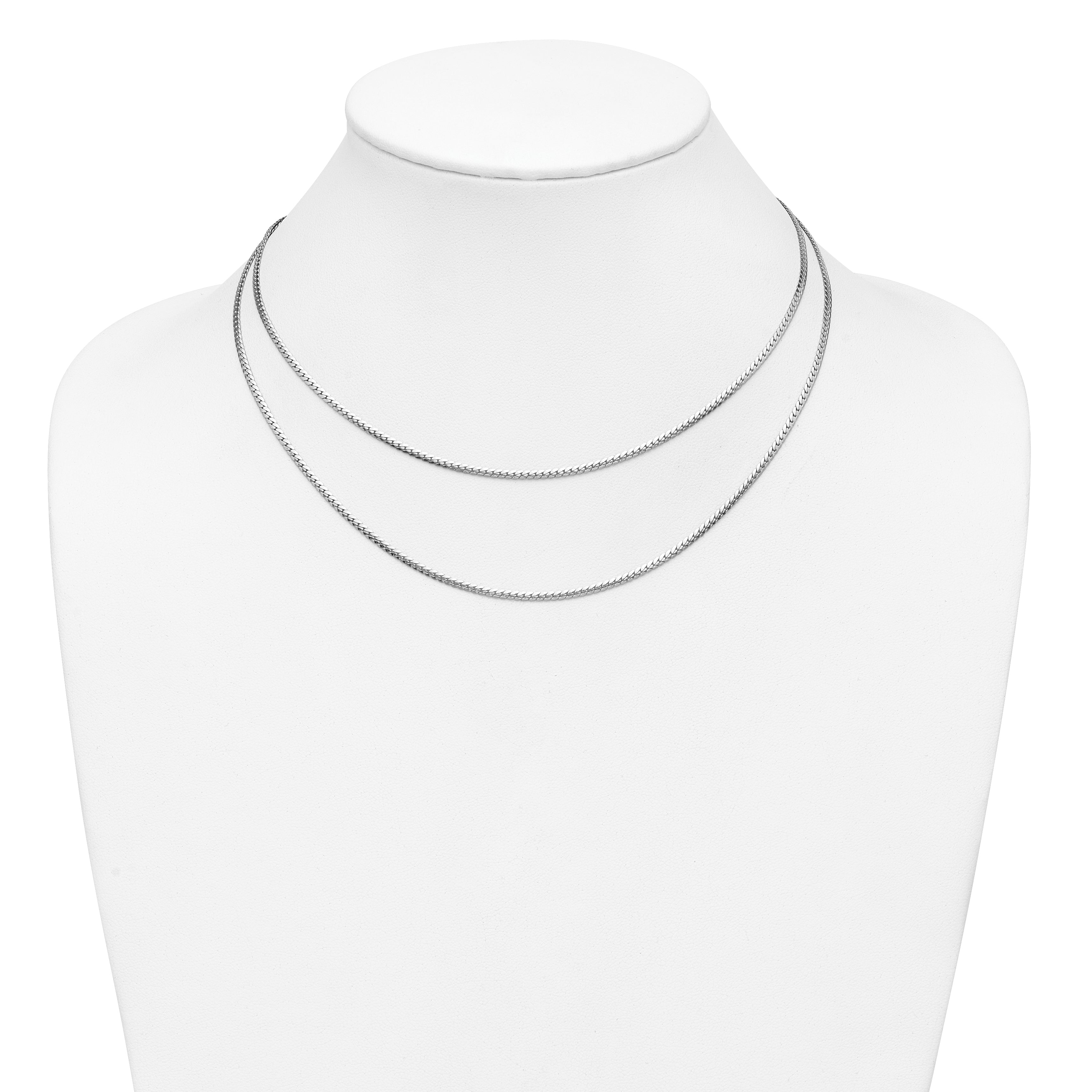 Sterling Silver RH-Plated Pol. Fancy 2-strand w/2in ext. Necklace